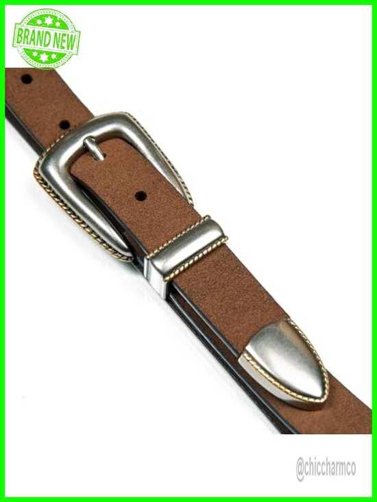 Cow Suede Leather Western Belt with Metal Harness Buckle main image 4